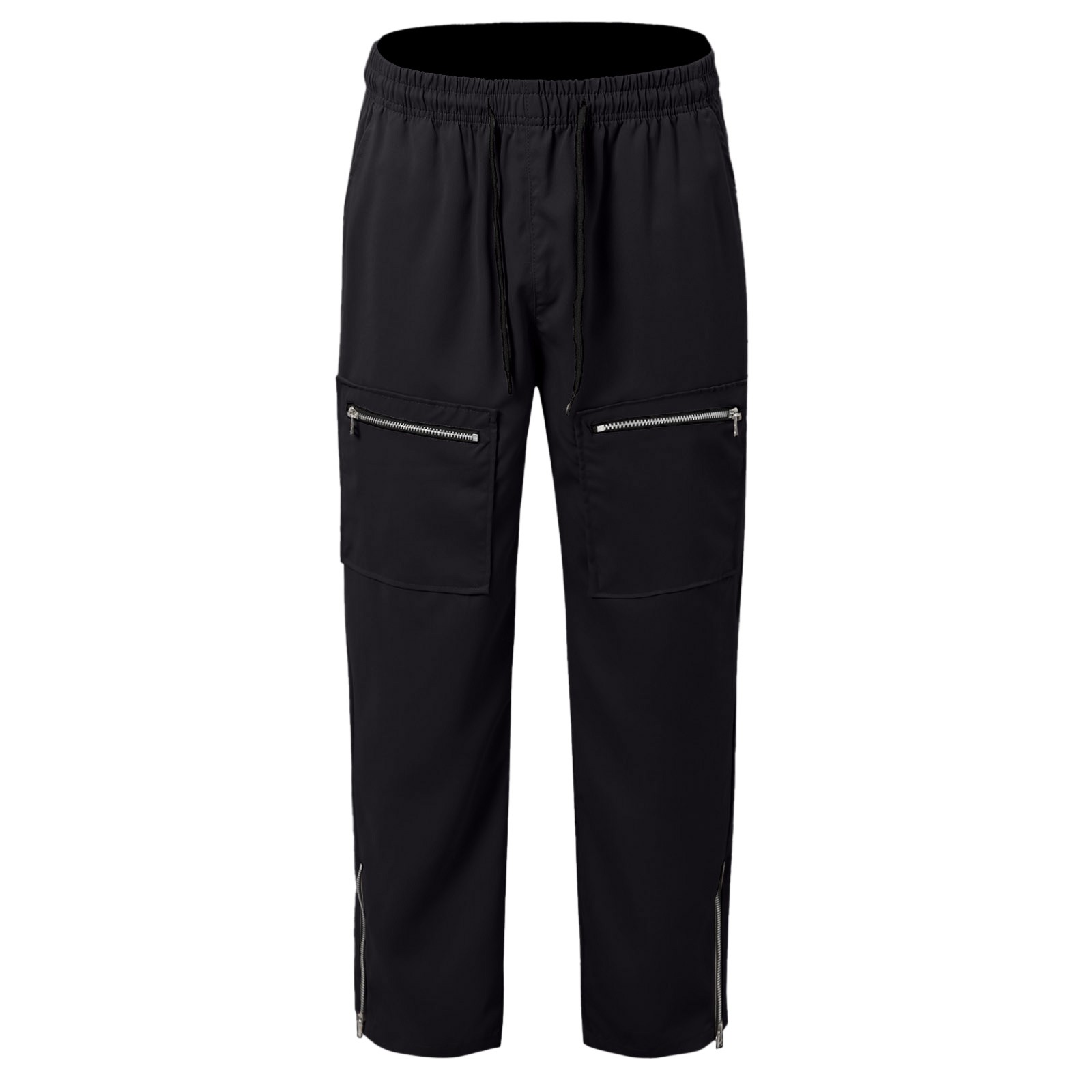 thumbnail image 4 of Pantalones de trabajo con cremallera en los bajos para hombre - Cargo de color liso - Poliéster, bolsillos grandes, tallas S-XXL, 4 of 6